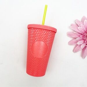 Starbucks Dragonfruit Studded Tumbler Summer 2022 Grande 16 oz Pink With Straw